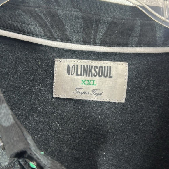 LINKSOUL Men’s Printed Delray Polo Black Heather Monstera size XXL. NWT. - Picture 6 of 12